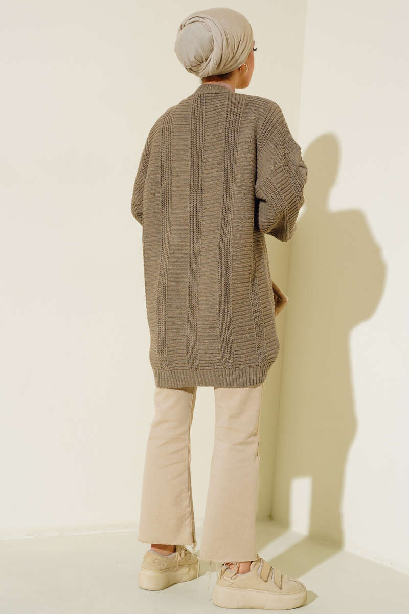 Button-Front Cable-Knit Cardigan - Mink