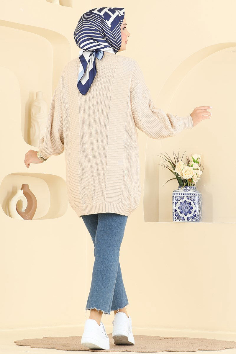Button-Front Knit Cardigan - Stone