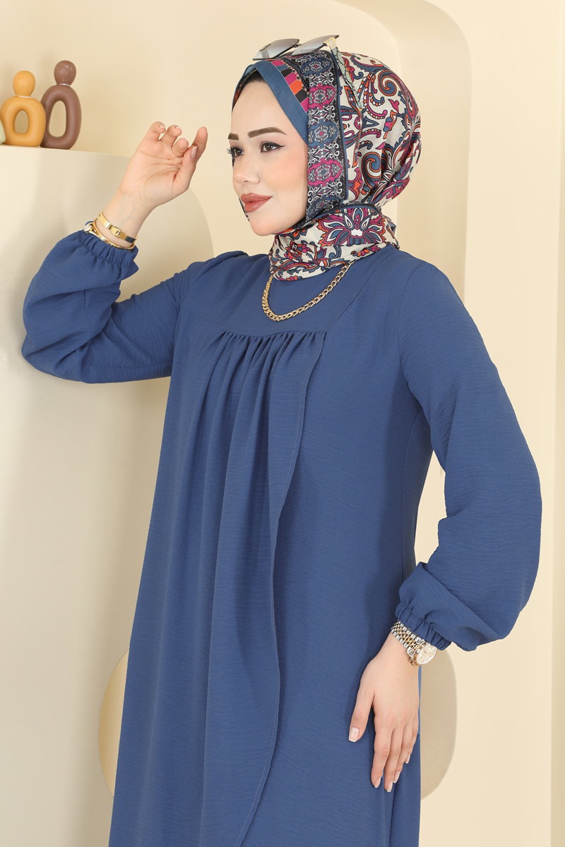 Front-Slit Aerobin Two-Piece Set - Light Indigo