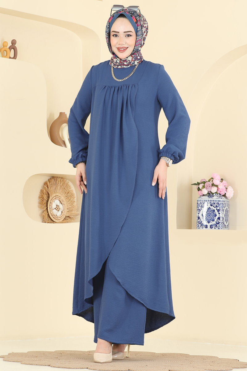 Front-Slit Aerobin Two-Piece Set - Light Indigo