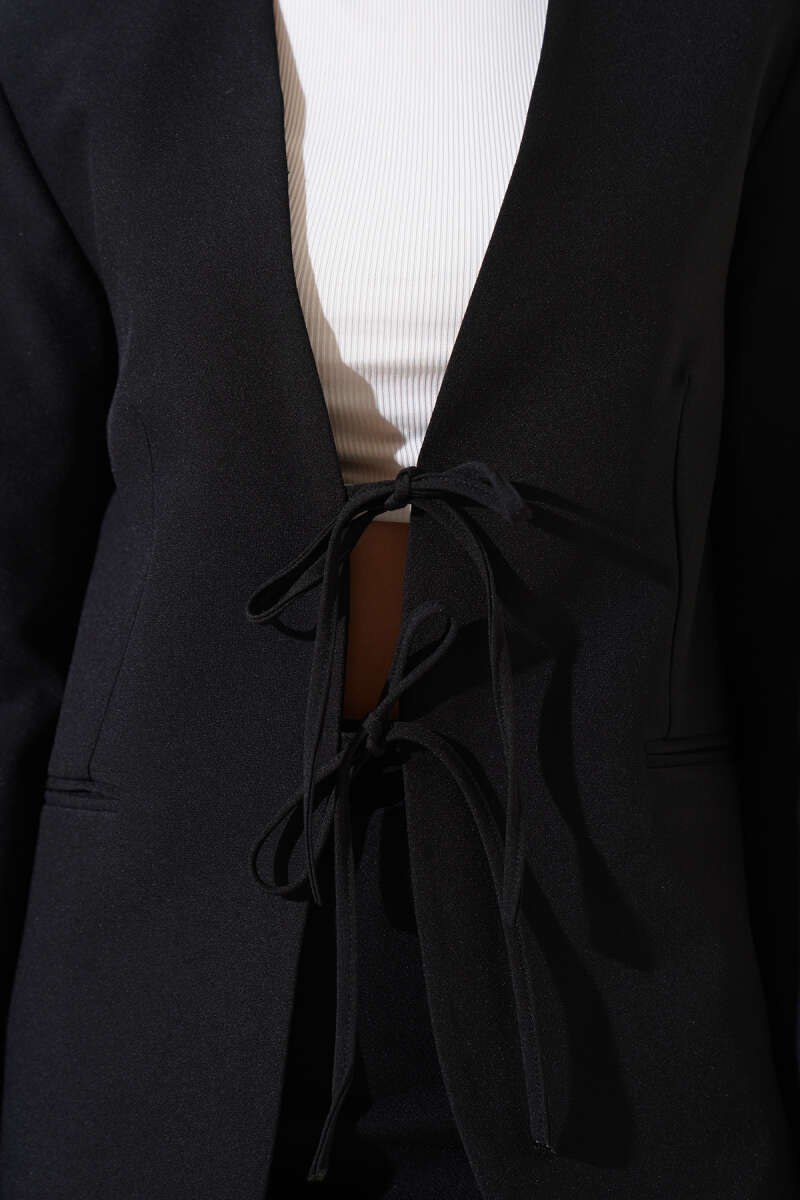 Lined Tie-Front Jacket - Black