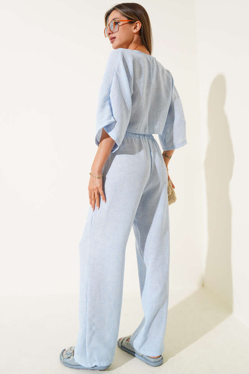 Tie-Front Two-Piece Set - Blue