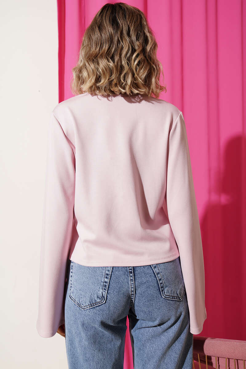 Short Tie-Front Cardigan - Powder