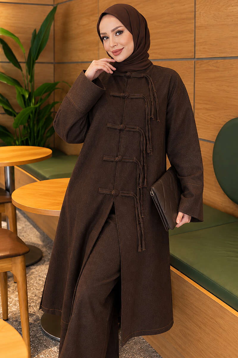 Two-Piece Set with Rivet Front - Dark Brown