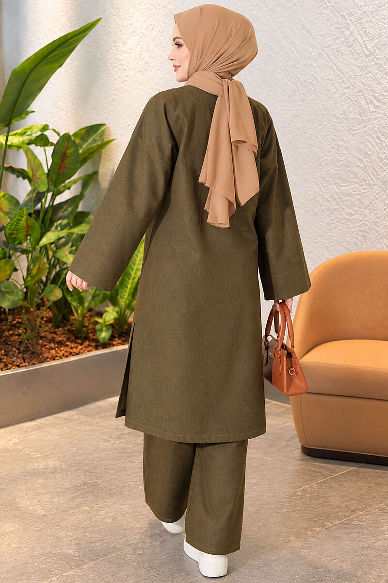Two-Piece Set with Rivet Front - Khaki