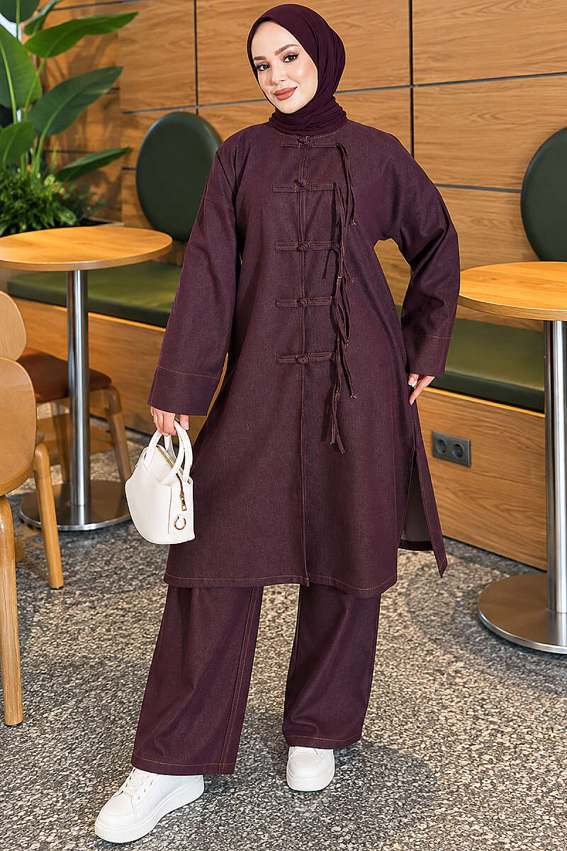 Two-Piece Set with Rivet Front - Plum
