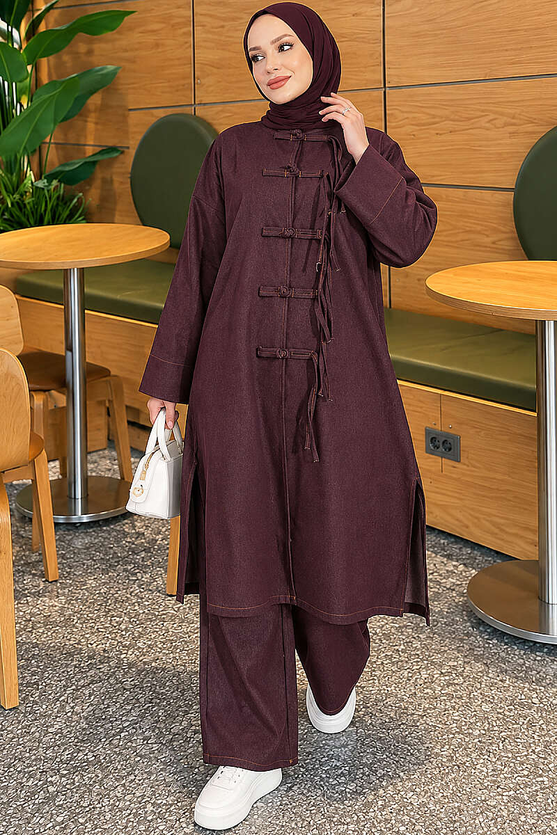 Two-Piece Set with Rivet Front - Plum