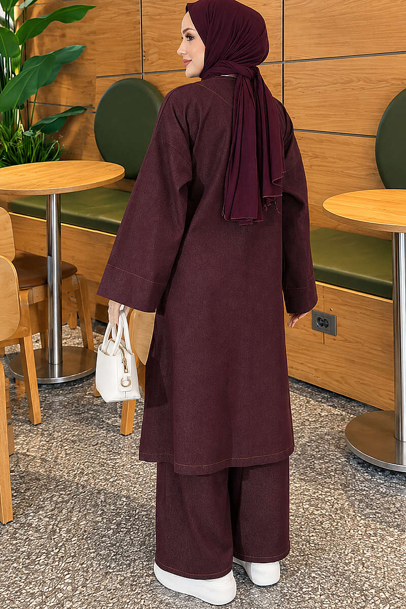 Two-Piece Set with Rivet Front - Plum