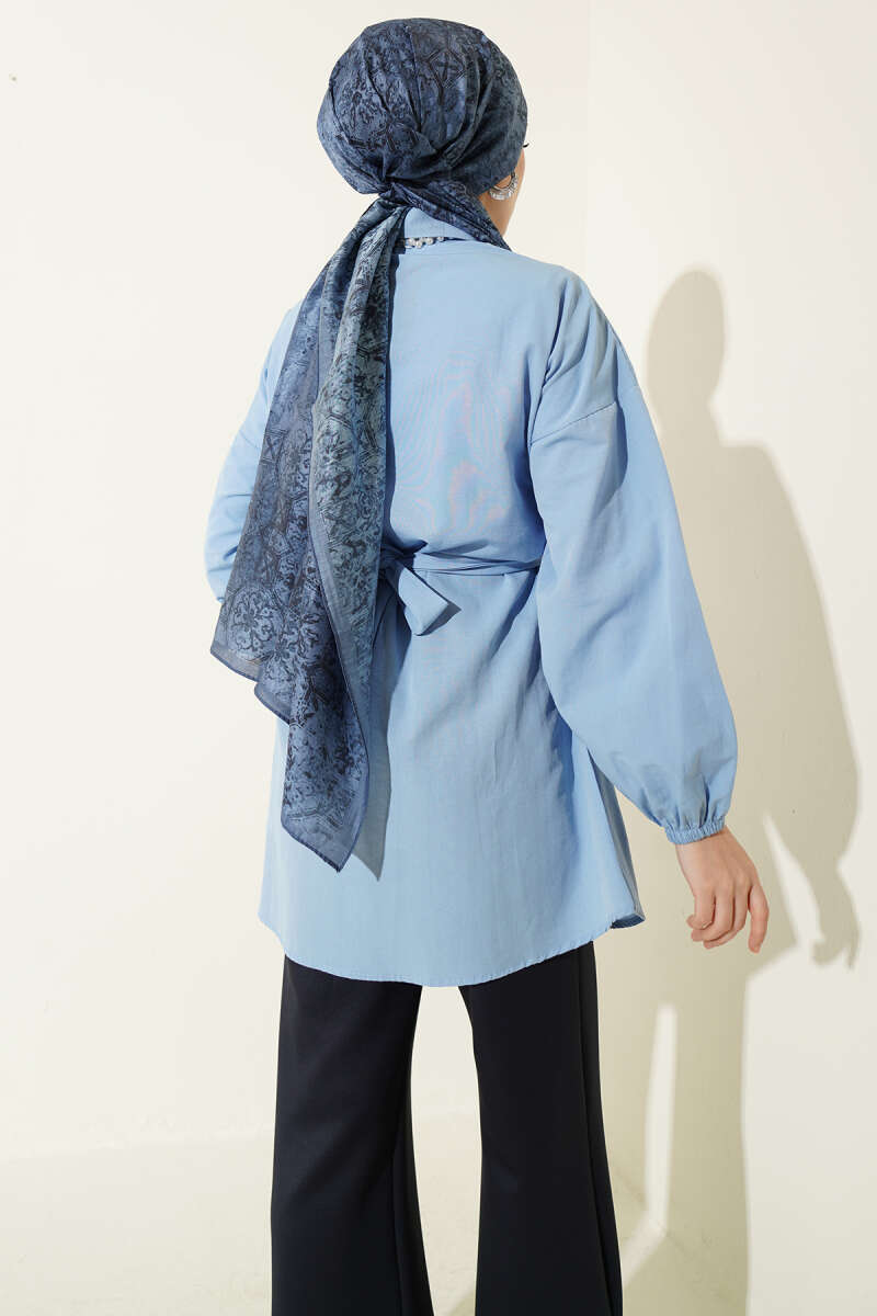 Cross-Tie Front Shirt - Light Blue