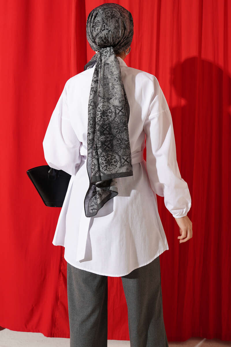 Cross-Tie Front Shirt - White