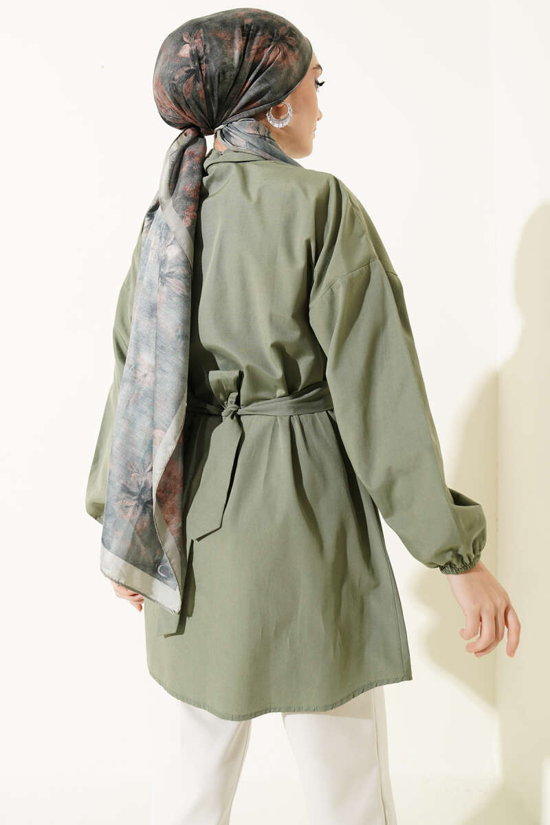 Cross-Tie Front Shirt - Khaki