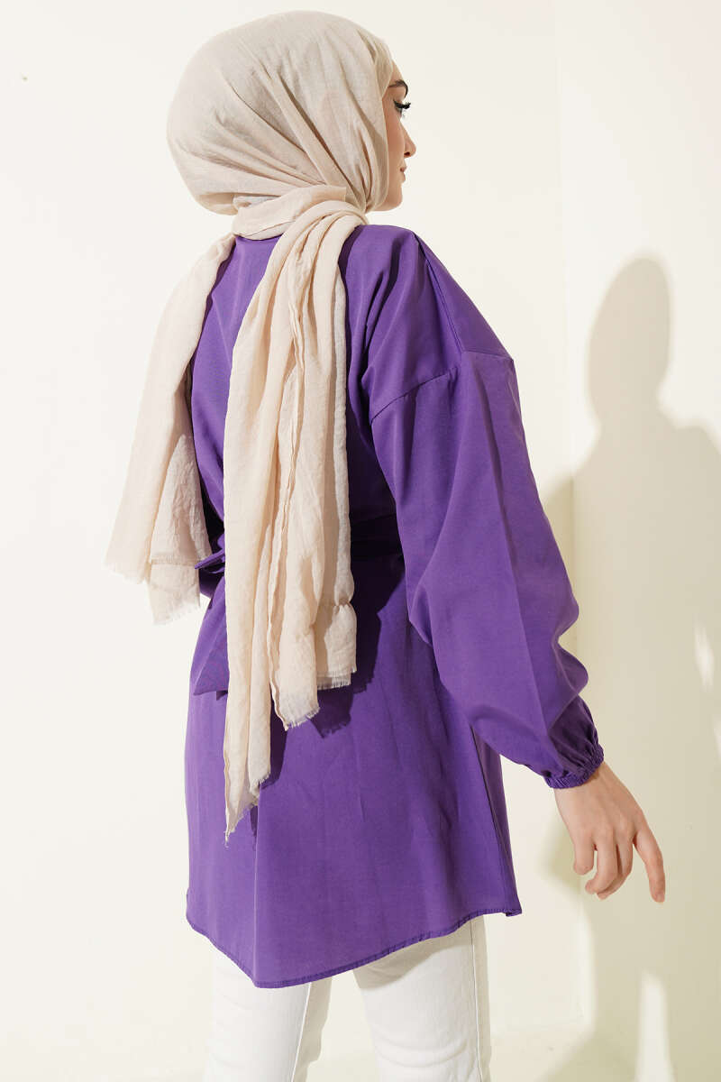 Cross-Tie Front Shirt - Purple