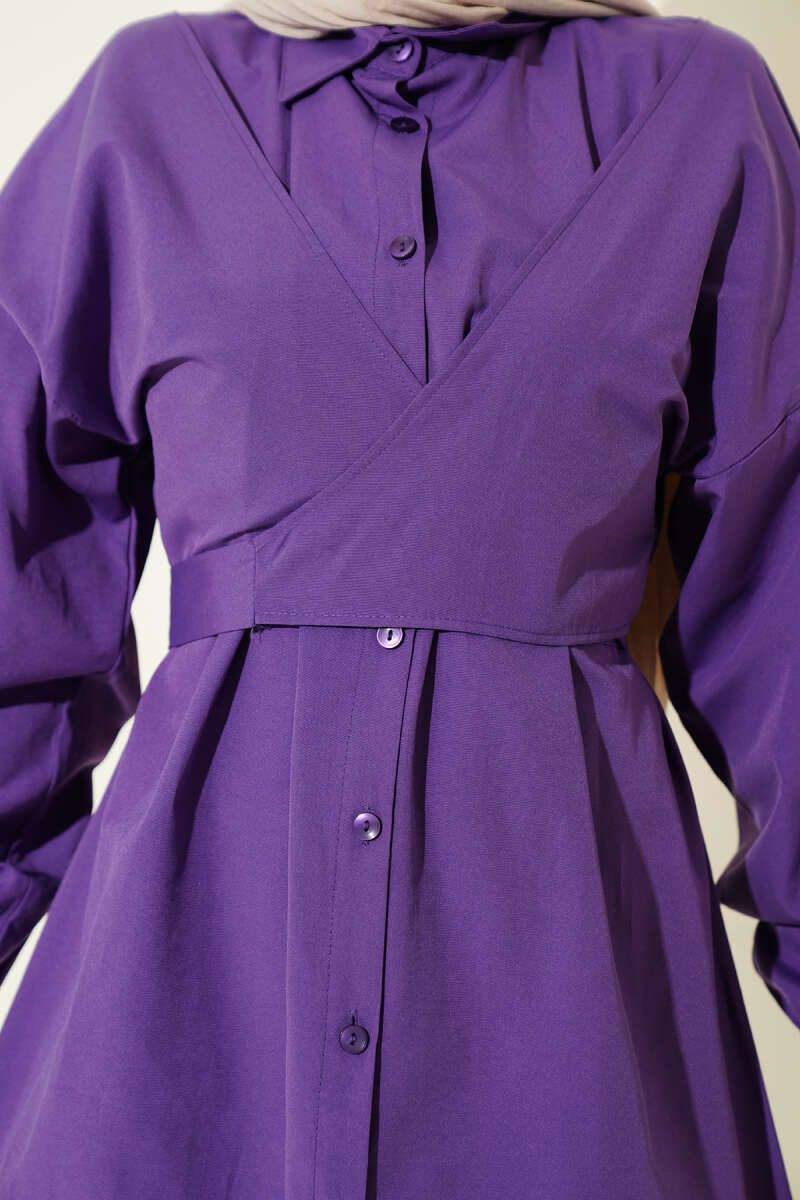 Cross-Tie Front Shirt - Purple