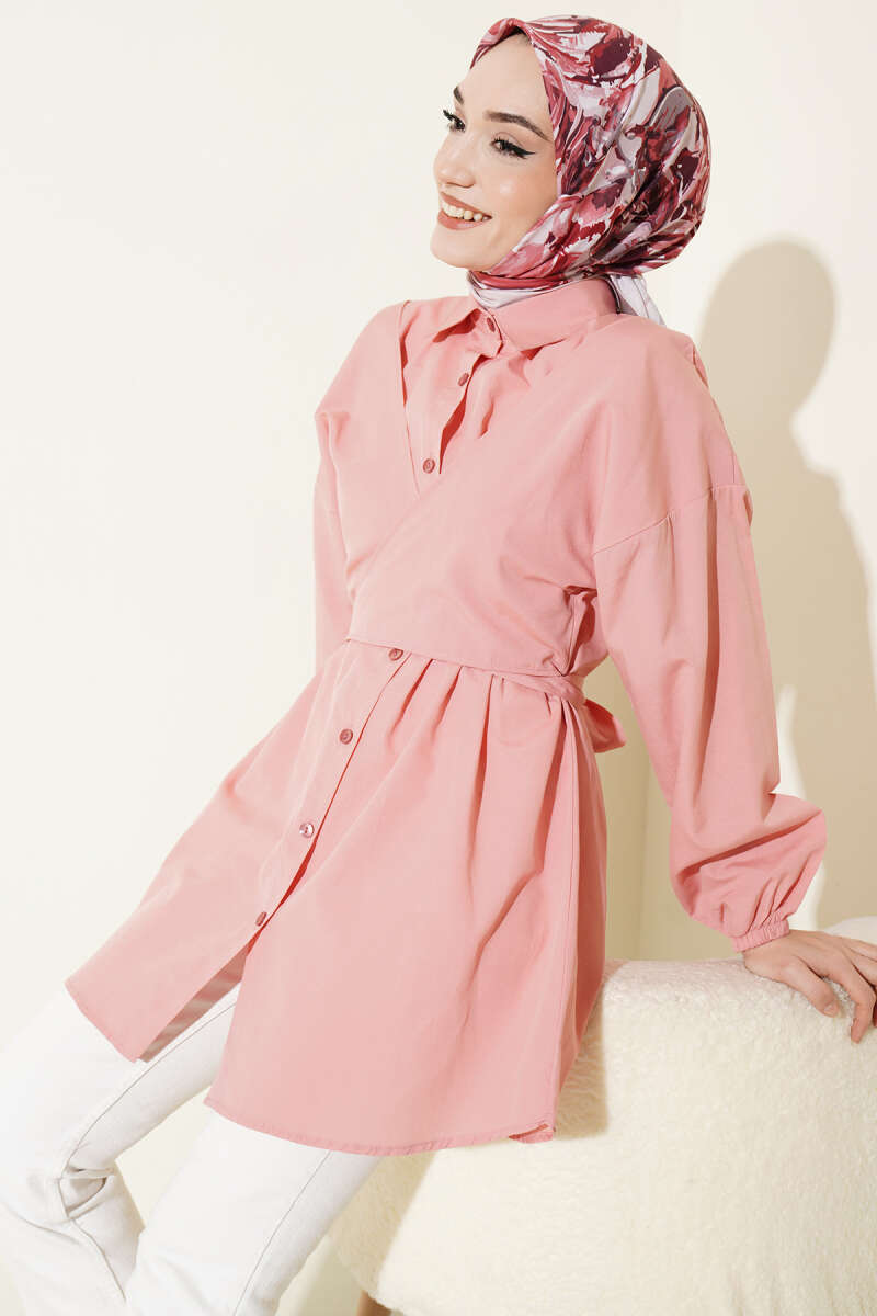 Cross-Tie Front Shirt - Powder