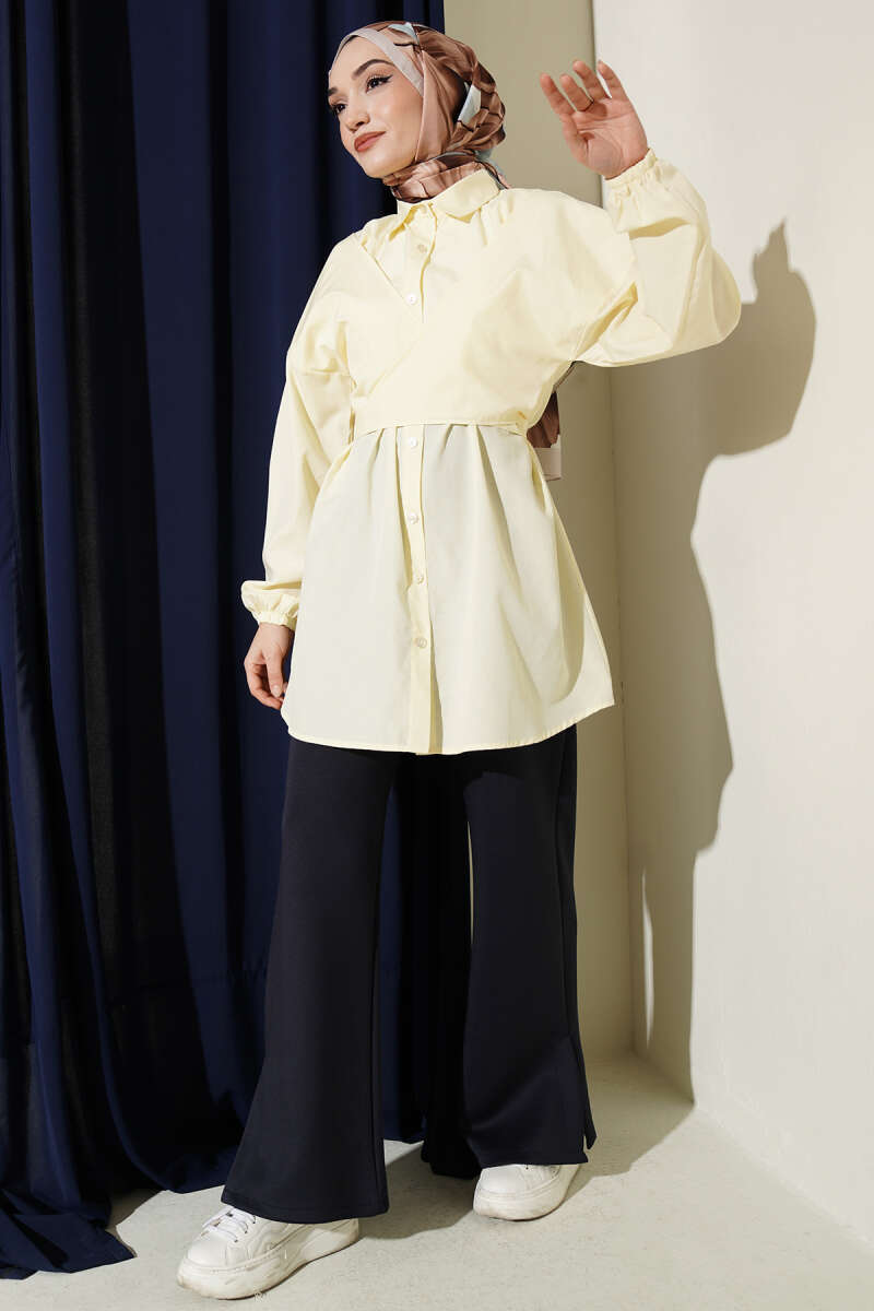 Cross-Tie Front Shirt - Yellow