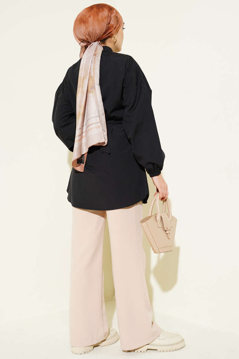 Cross-Tie Front Shirt - Black