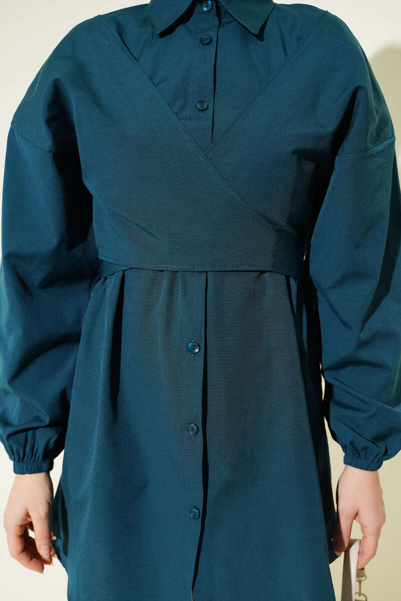 Cross-Tie Front Shirt - Emerald