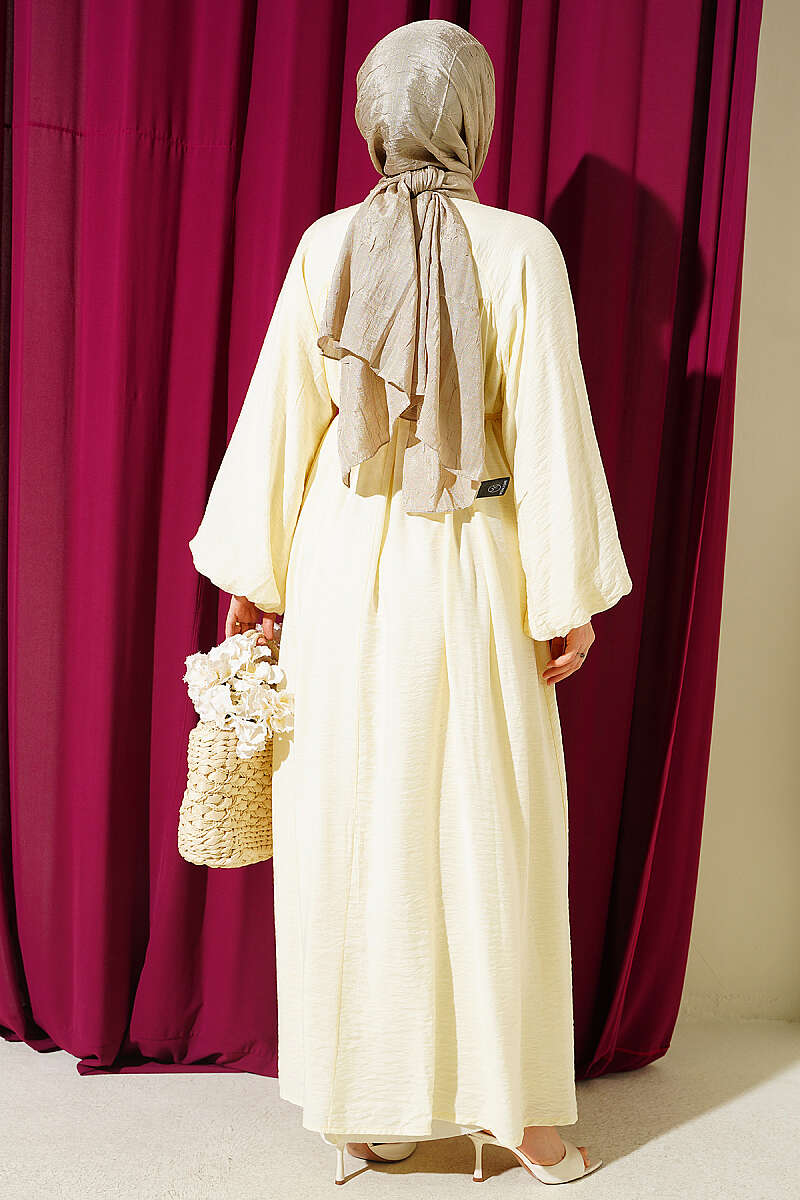 Dress with Front Seam Detail and Tie Cord - Yellow