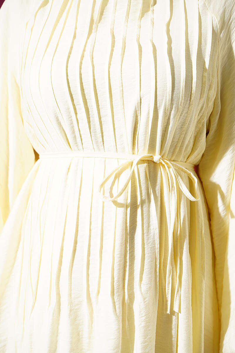 Dress with Front Seam Detail and Tie Cord - Yellow