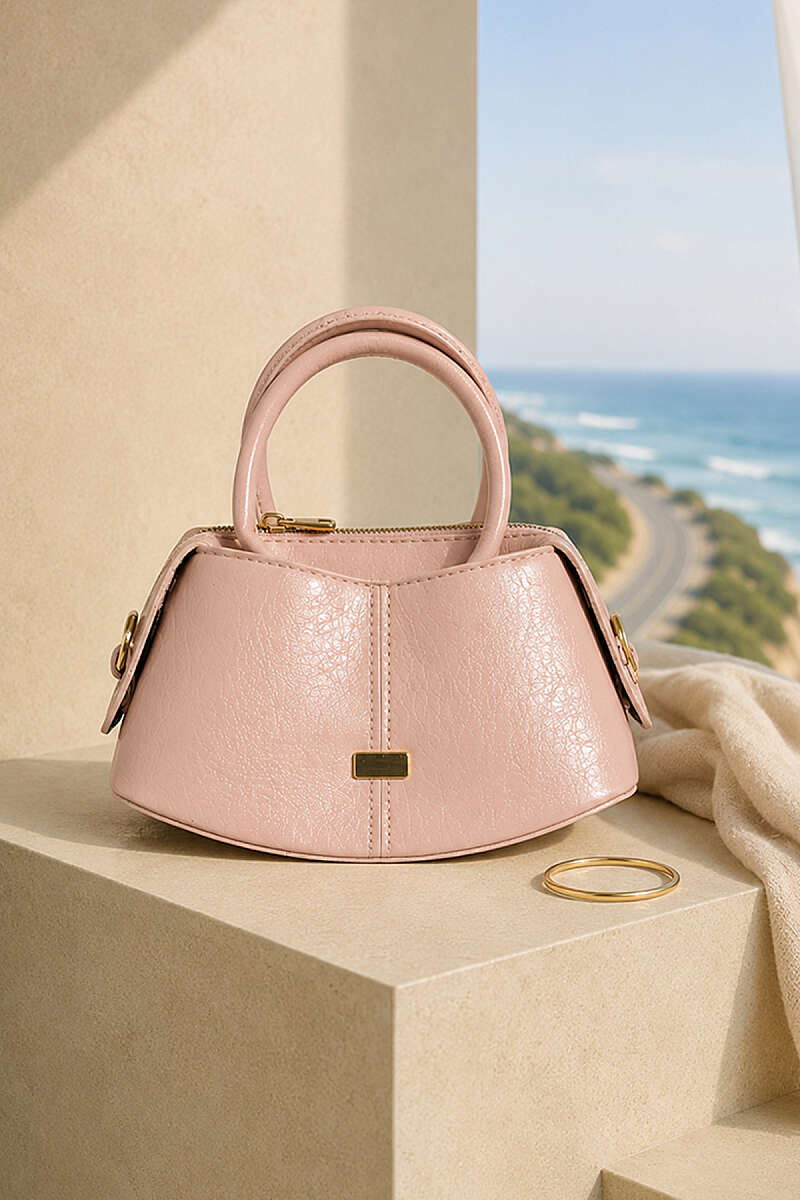 Handbag with Front Stitching - Powder