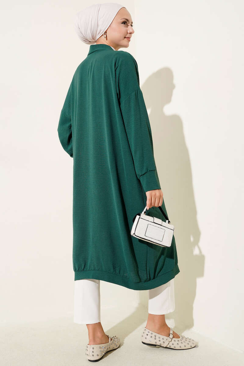 Long Button-Front Airobin Cardigan - Persian Green