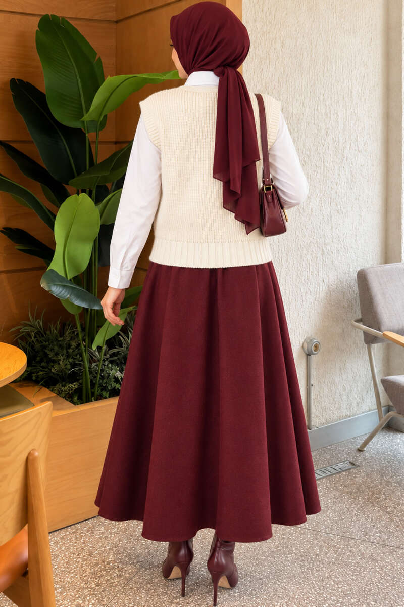 V-Neck Knit Vest with Button Front - Stone