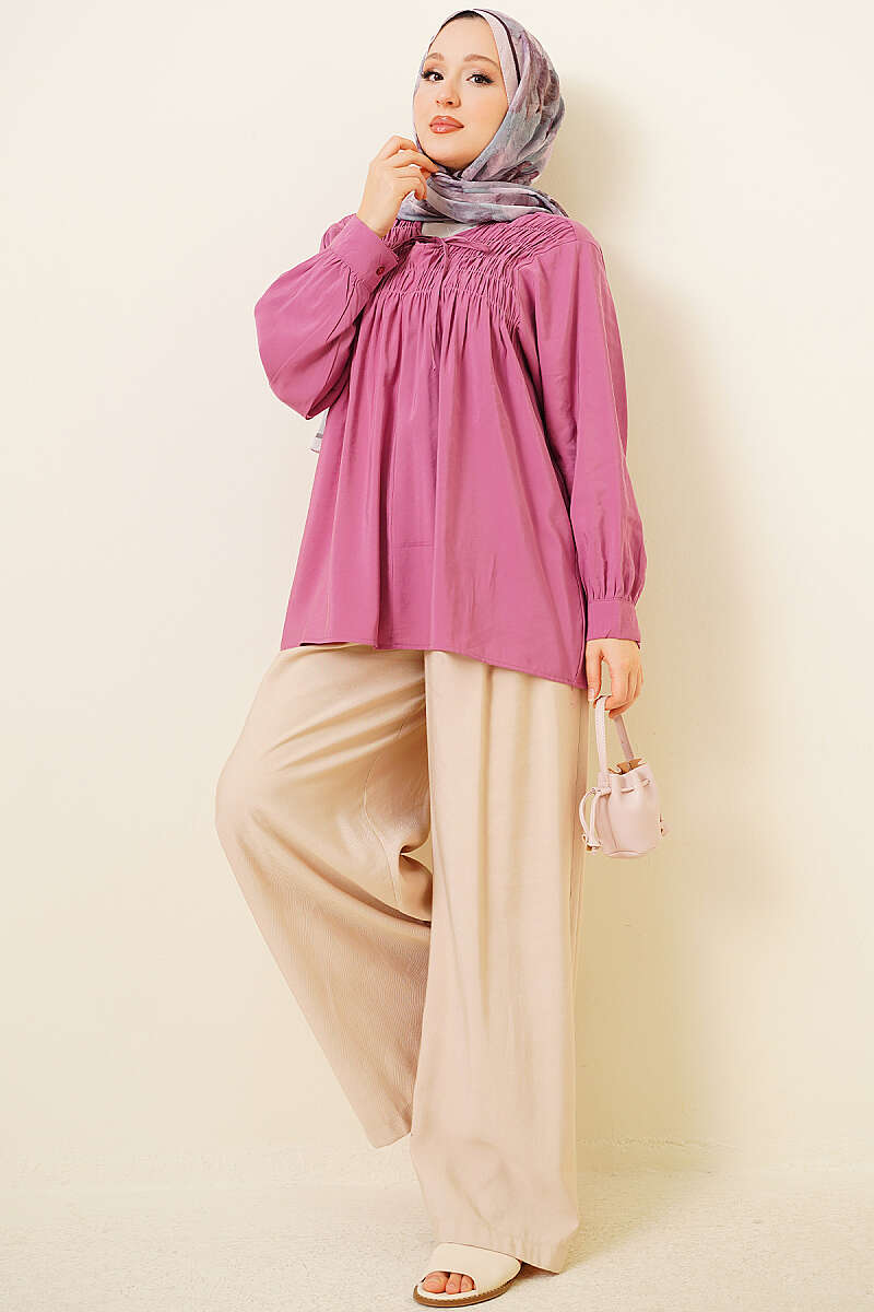 Modal Tunic with Piped Front - Magenta