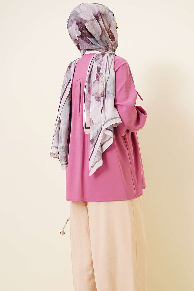 Modal Tunic with Piped Front - Magenta