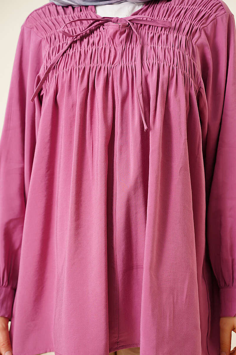 Modal Tunic with Piped Front - Magenta