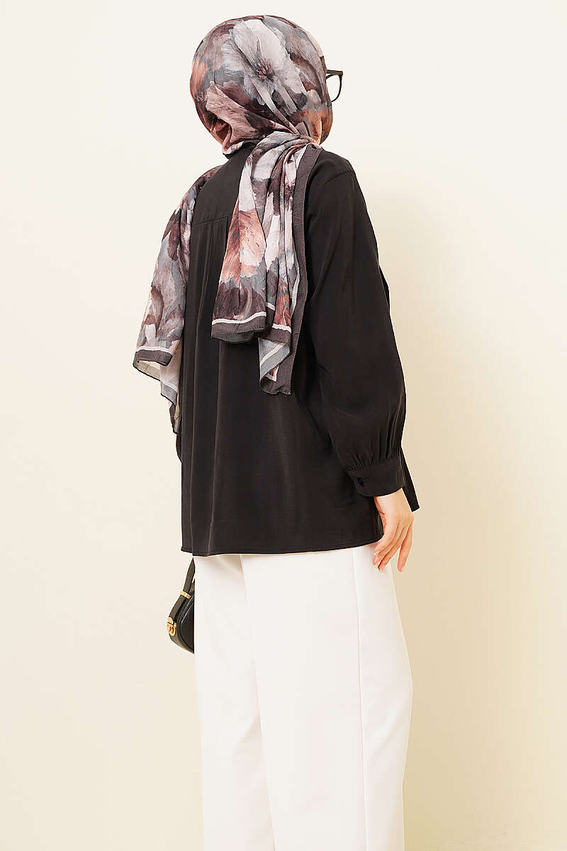 Modal Tunic with Piped Front - Black