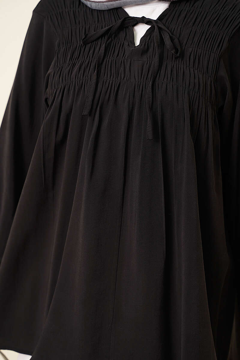 Modal Tunic with Piped Front - Black