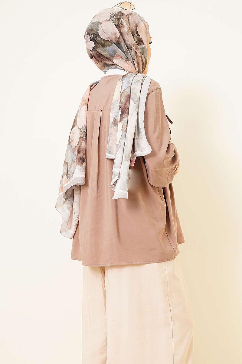 Modal Tunic with Piped Front - Mink