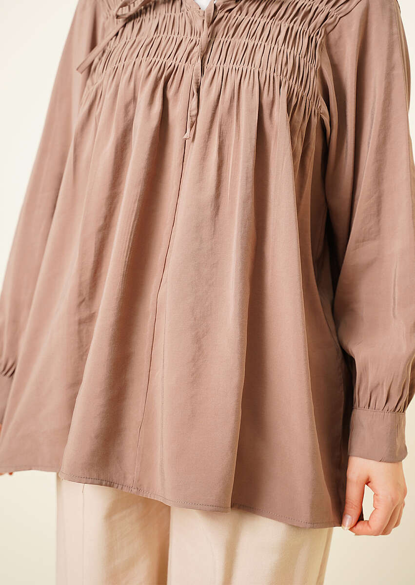 Modal Tunic with Piped Front - Mink