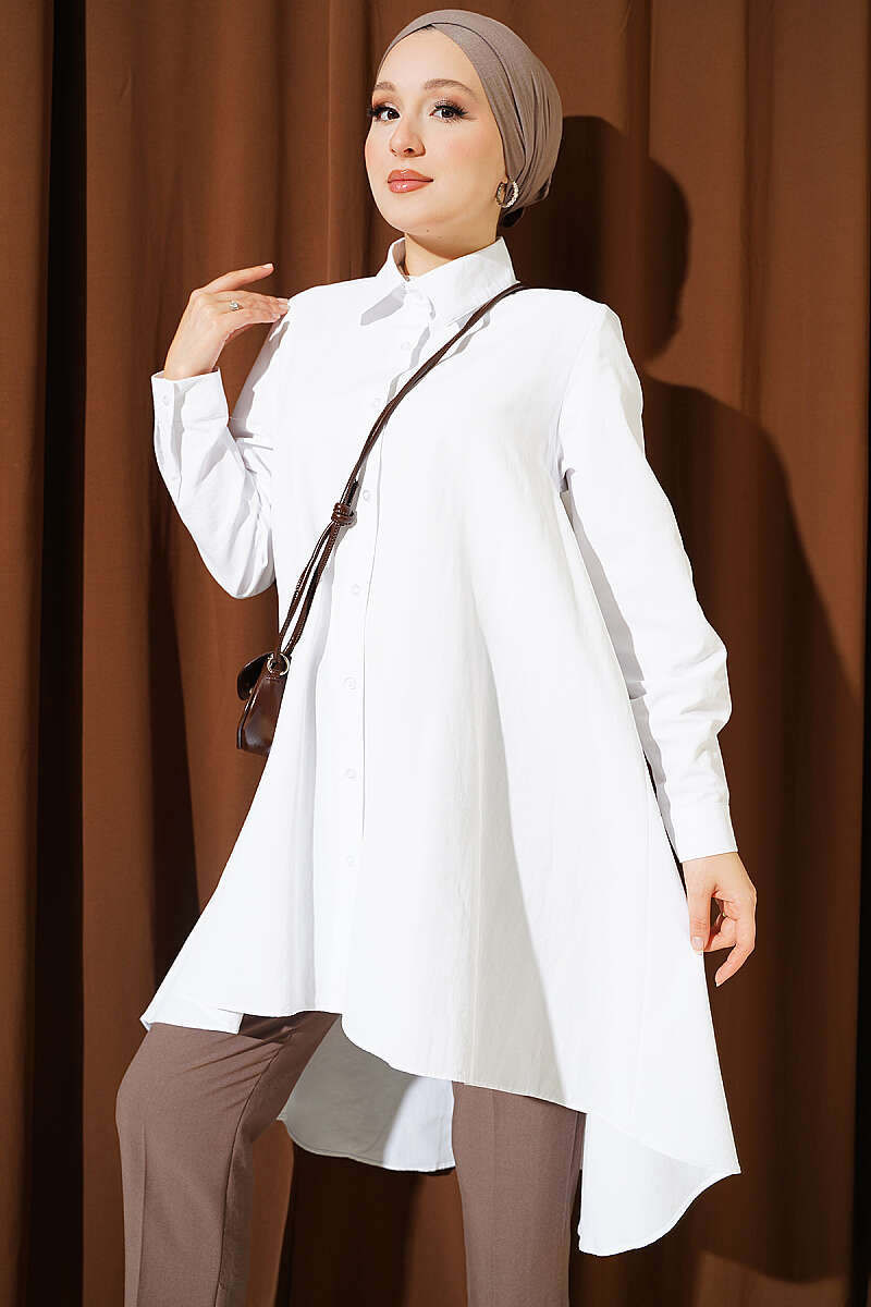 High-Low Hem Shirt - White