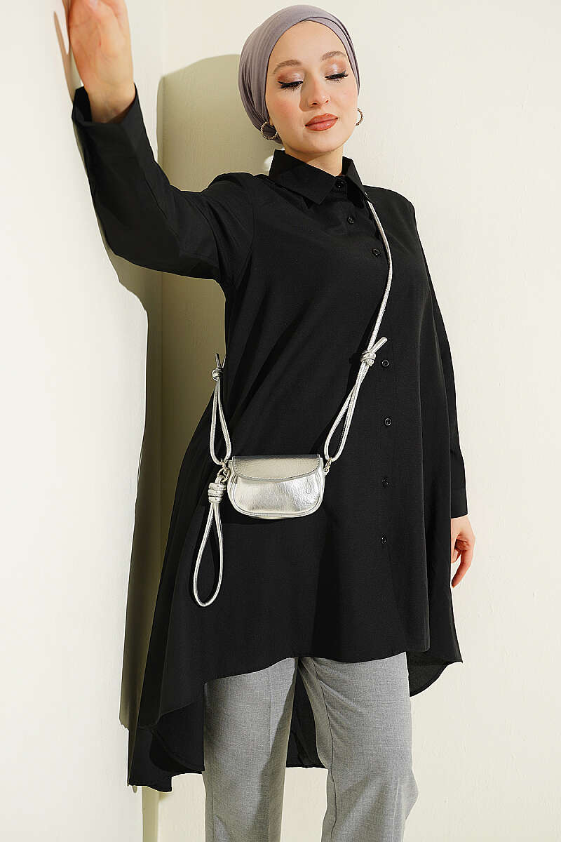 High-Low Hem Shirt - Black