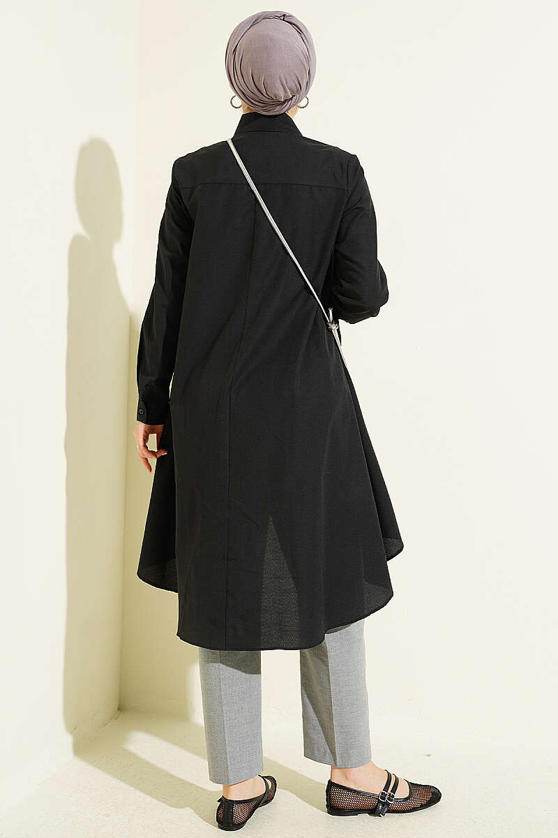 High-Low Hem Shirt - Black