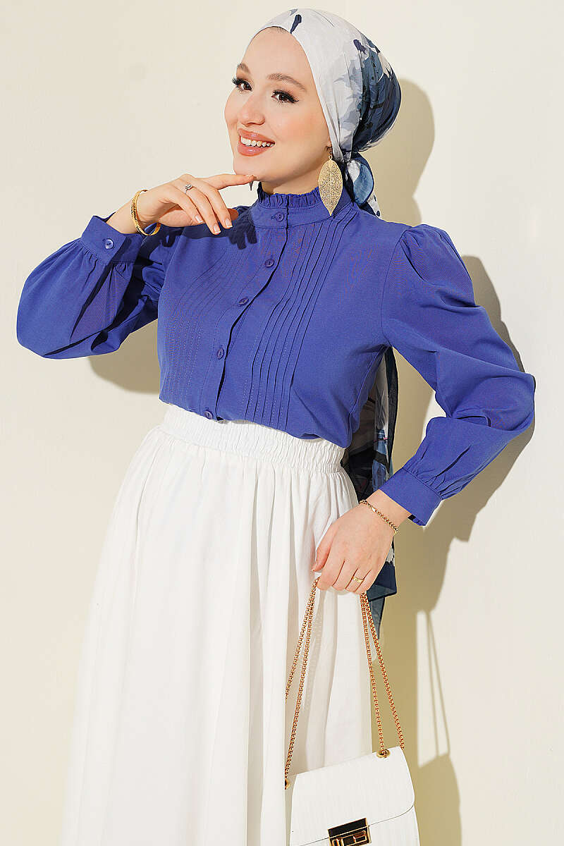 Short Shirt with Pintuck Front - Violet