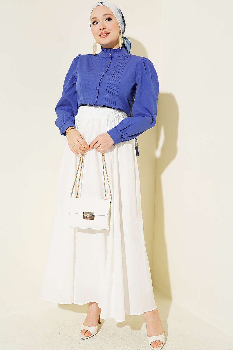 Short Shirt with Pintuck Front - Violet