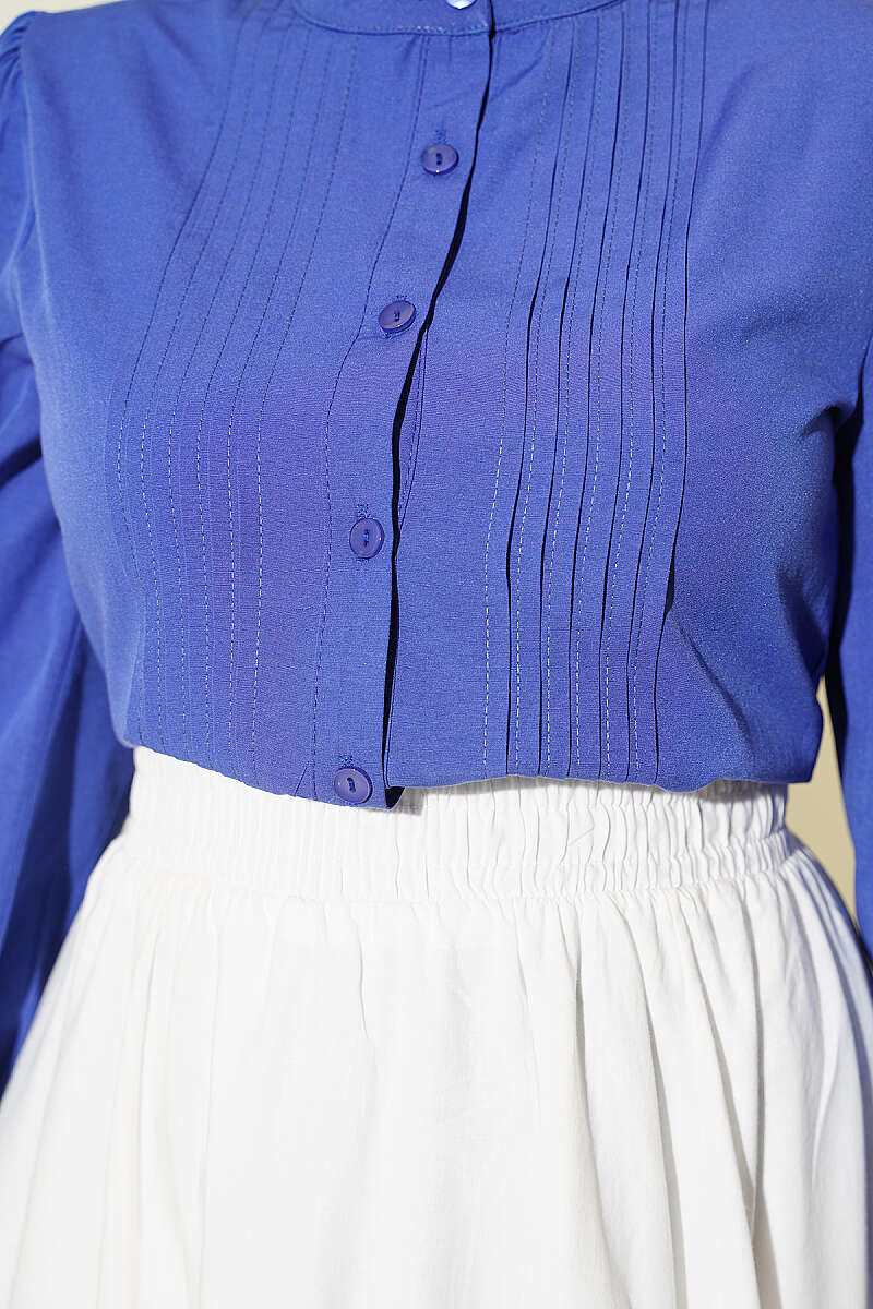Short Shirt with Pintuck Front - Violet