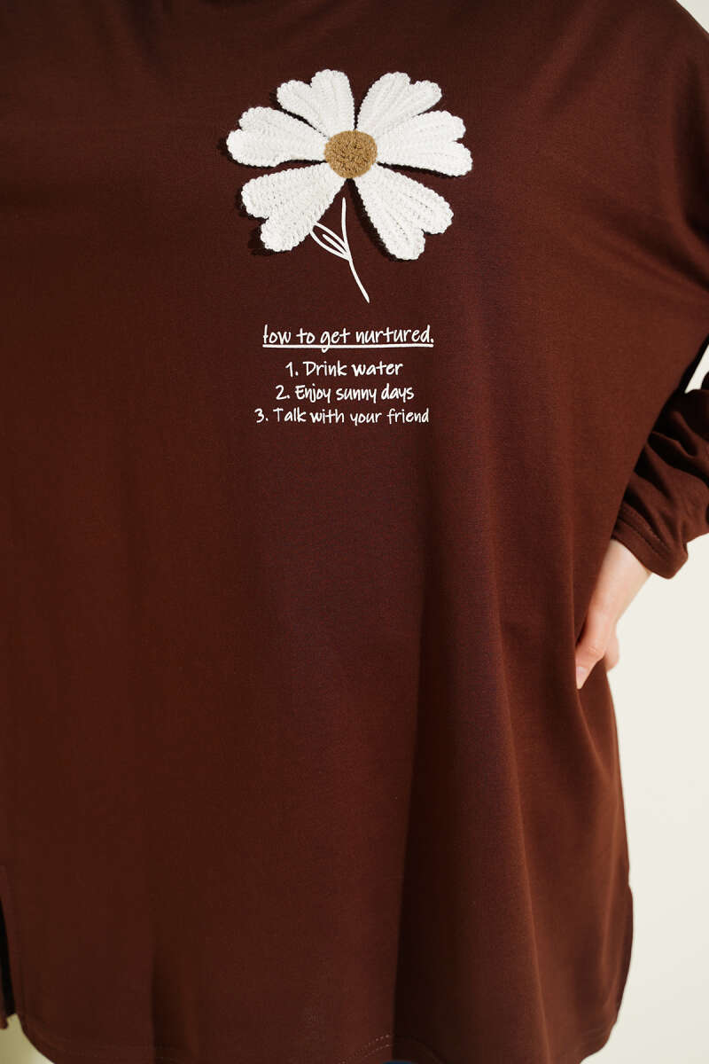 Tunic with Daisy Emblem - Brown