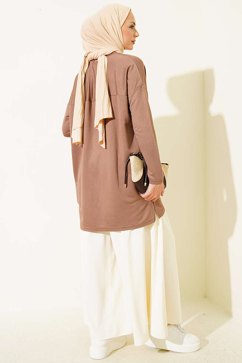 Tunic with Daisy Emblem - Latte