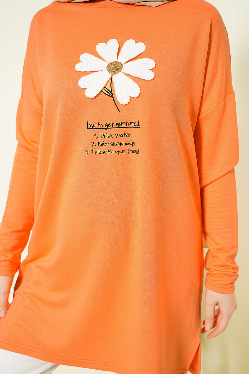 Tunic with Daisy Emblem - Orange