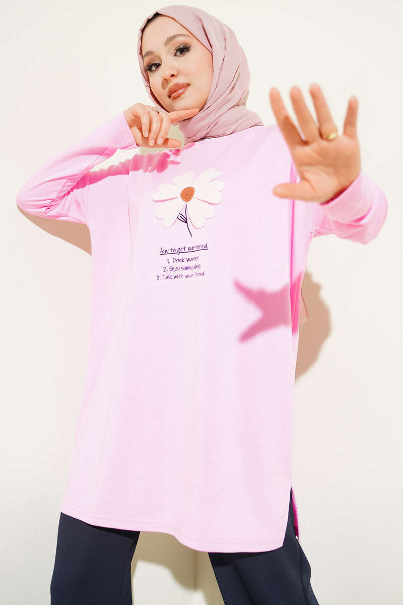 Tunic with Daisy Emblem - Pink