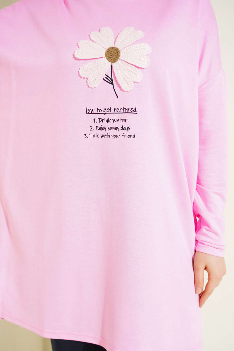 Tunic with Daisy Emblem - Pink