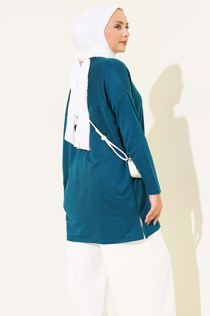 Tunic with Daisy Emblem - Teal