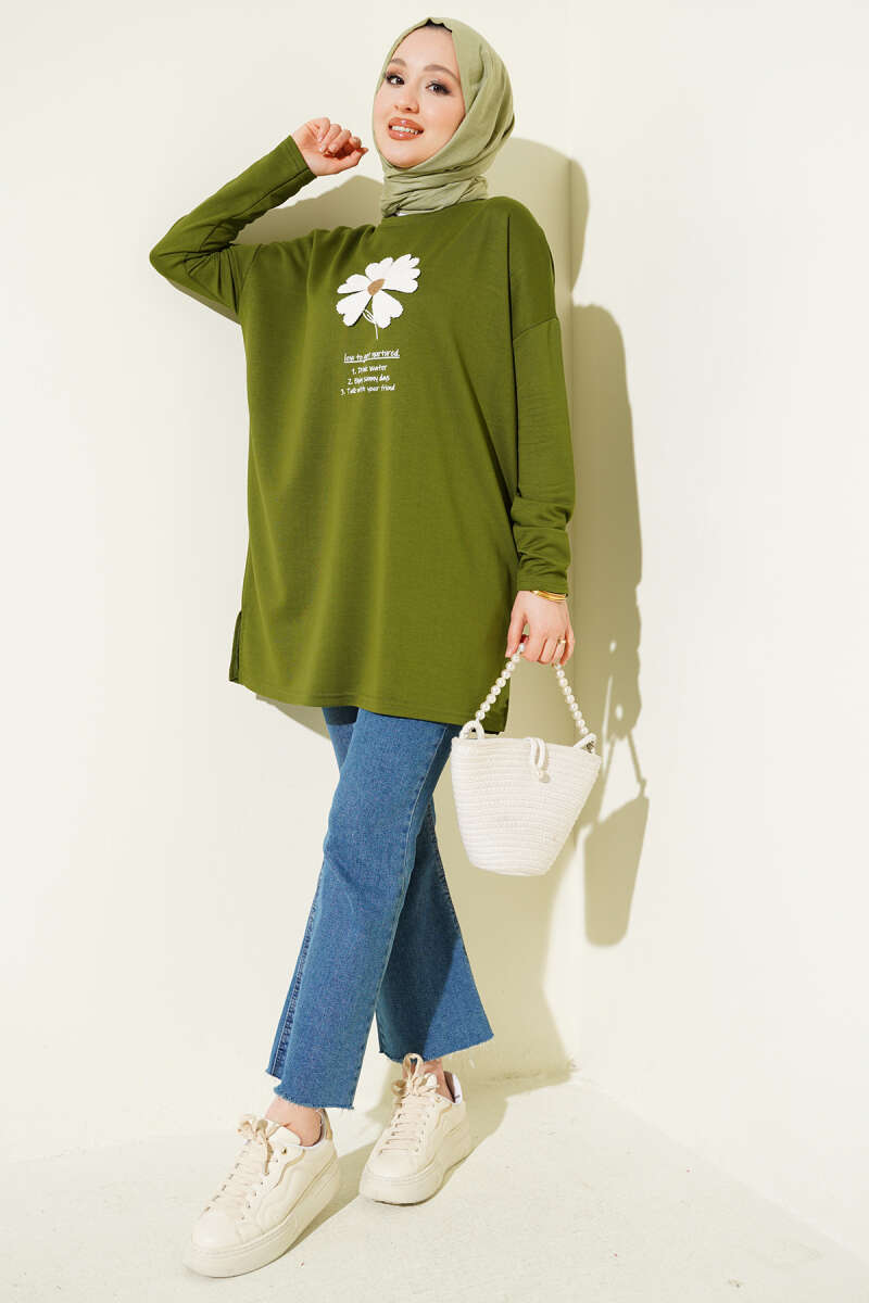 Tunic with Daisy Emblem - Green
