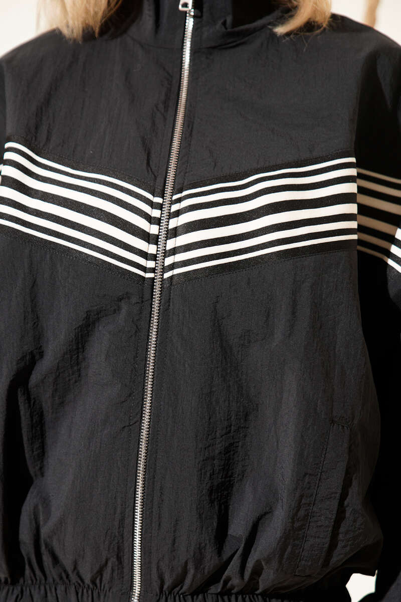 Jacket with Striped Front Panel - Black