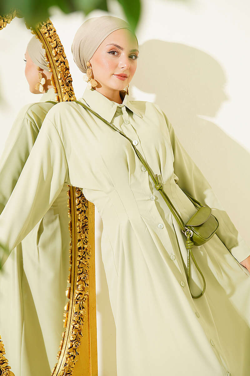 Dress with Front Darts - Almond Green