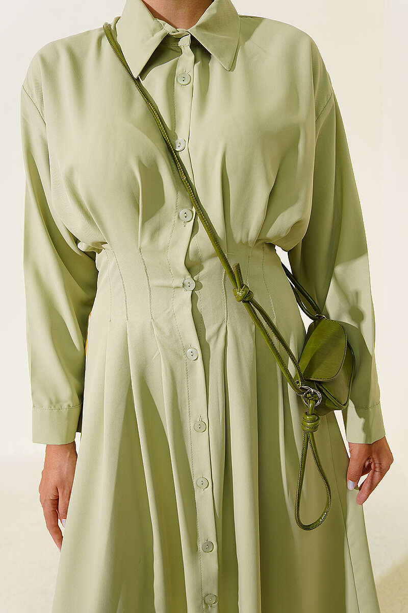 Dress with Front Darts - Almond Green