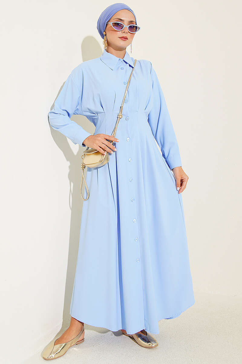 Dress with Front Darts - Blue